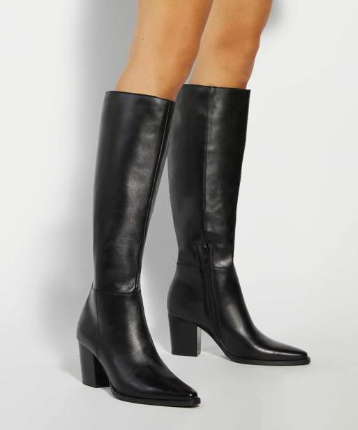 Dune London Tenna knee high boots in black, 3 of 4