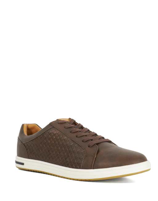 Dune London Tezzy weave trainers in brown, 2 of 4