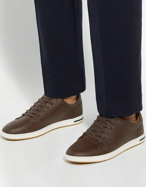 Dune London Tezzy weave trainers in brown, 4 of 4