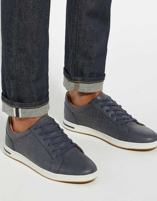 Dune London Tezzy weave trainers in navy, 3 of 4