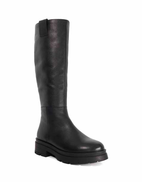 Dune London Tiger knee high boots in black - view 1