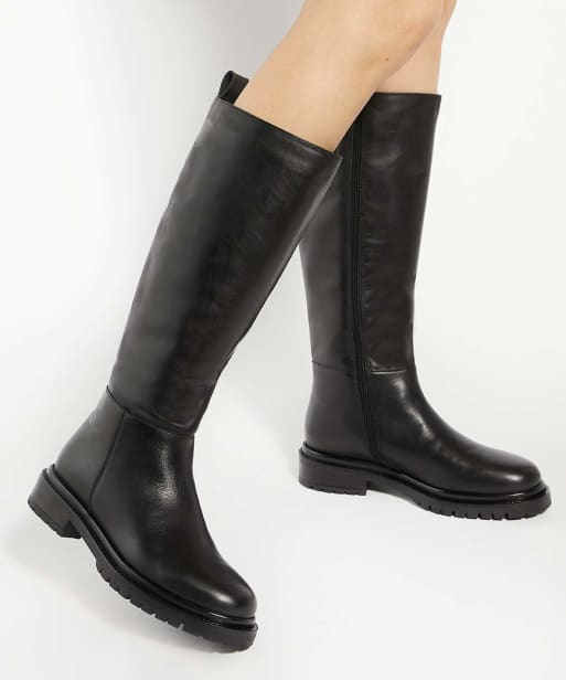 Dune London Tilings knee high boots in black, 3 of 4