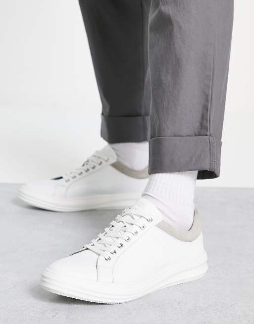 Dune white leather store trainers