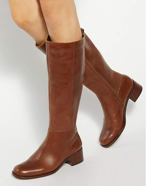 Dune London Turner knee high boots in tan - view 1