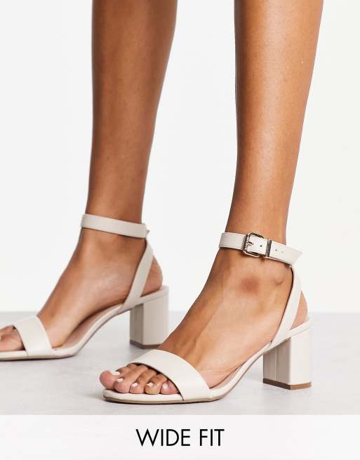 Dune London Wide Fit block heel sandals in cream ASOS