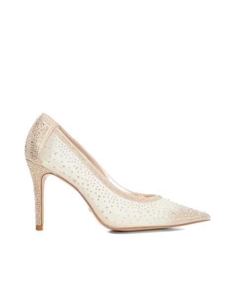 Dune London Wide fit brightest court shoes in gold - view 1