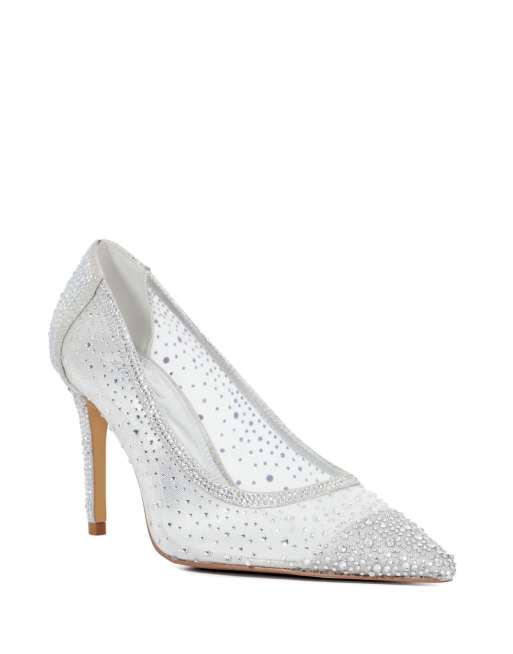 Dune London Wide fit brightest heeled shoe in silver