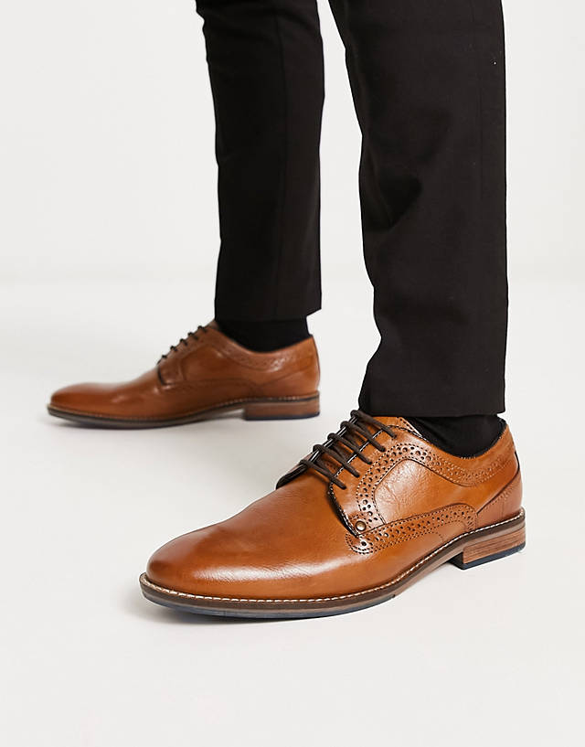 Dune - london wide fit brogue lace up shoes in brown
