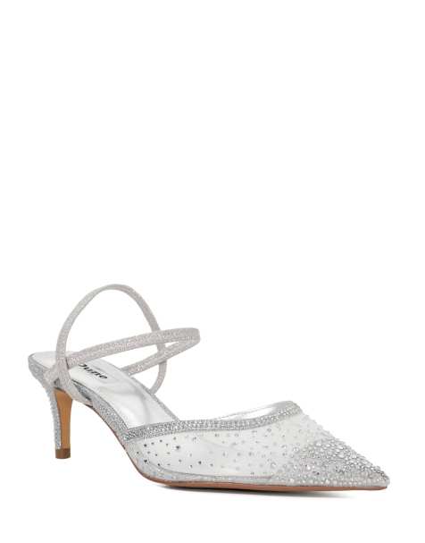 Dune London wide fit charismatic heels in silver - view 1