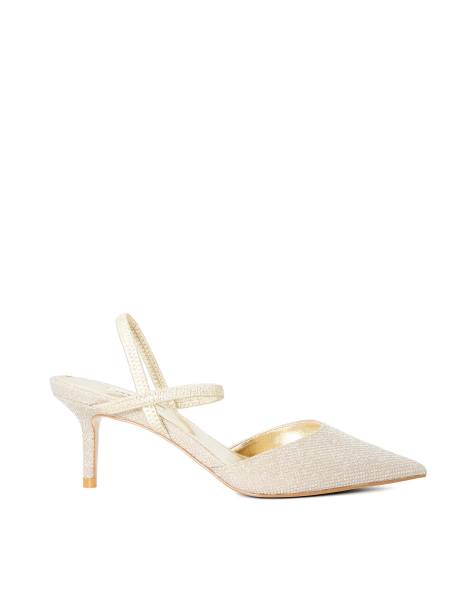Dune London wide fit classical heels in gold - view 1