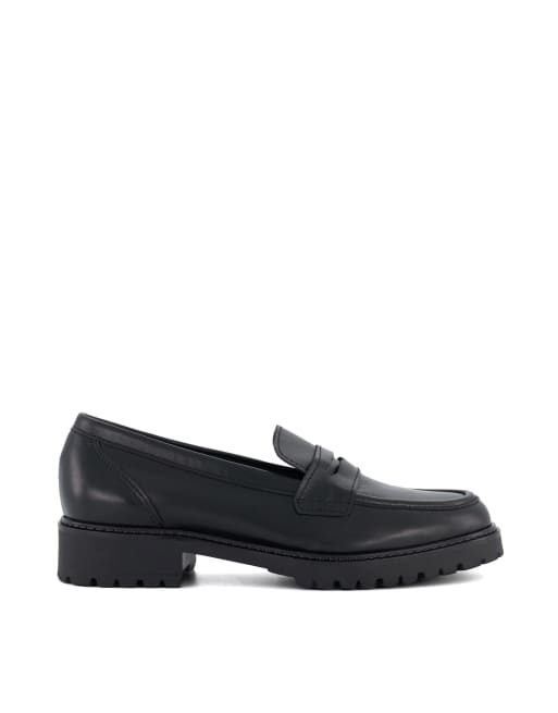 Dune London wide fit gild loafers in black