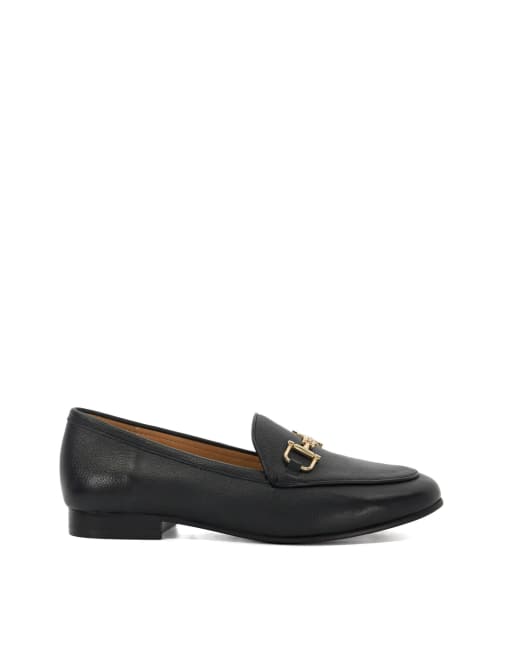 Dune London wide fit glair loafers in black