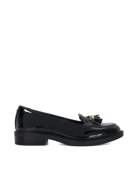 Dune London wide fit grape loafers in black - view 1