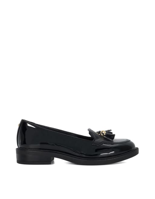 Dune London wide fit grape loafers in black