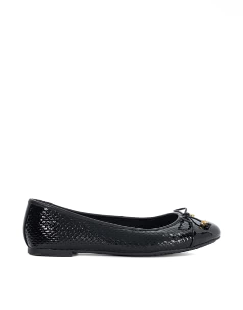 Dune London wide fit hallo ballet pumps shoe in black - view 1
