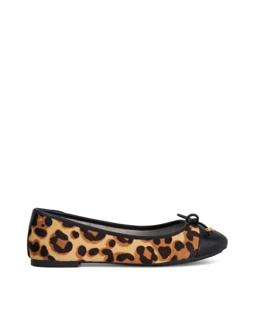 Dune London wide fit hallo ballet pumps shoe in leopard