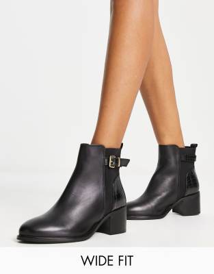 Dune London Wide Fit heeled chelsea boot In black