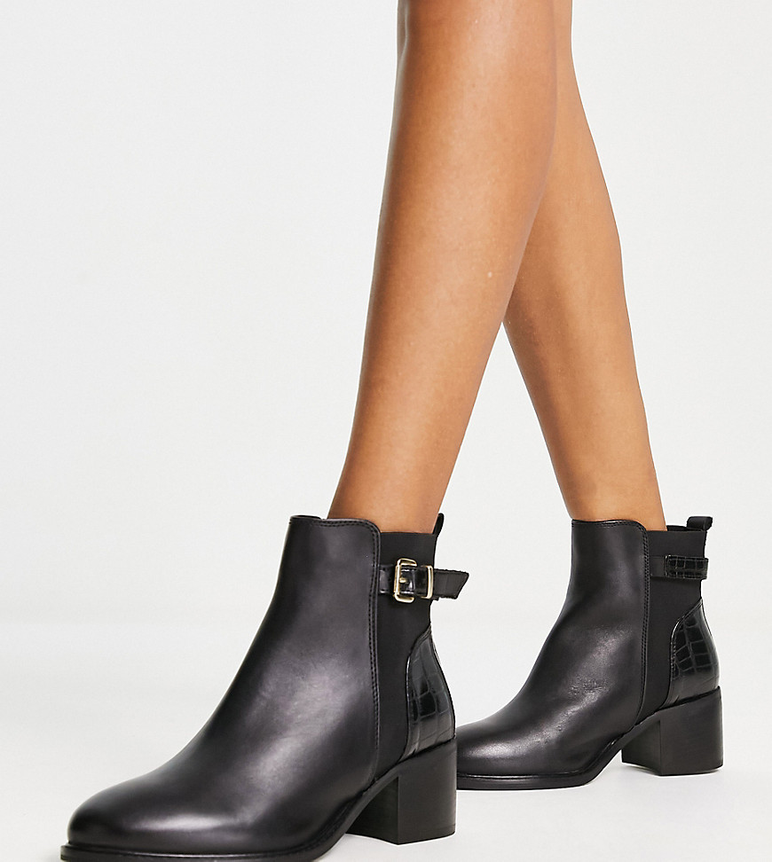 Dune London Wide Fit heeled chelsea boot In black