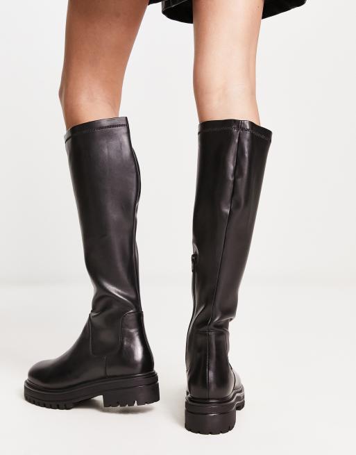 Dune London Wide Fit high leg boot in black ASOS