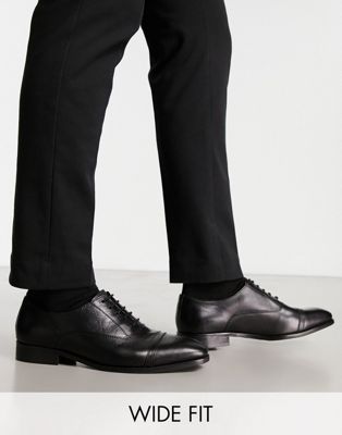 Dune London Wide Fit lace up oxford shoes in black