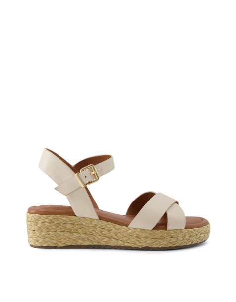 Dune London wide fit linnie flat sandals in ecru - view 1