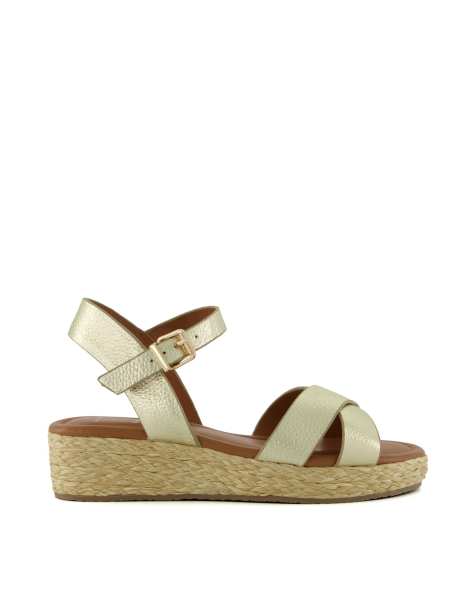Dune London wide fit linnie sandals in gold - view 1