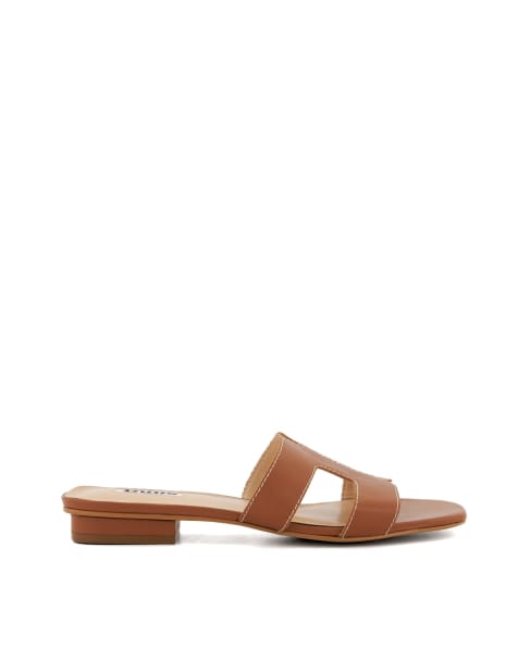 Dune London wide fit loupe sandals in tan - view 1