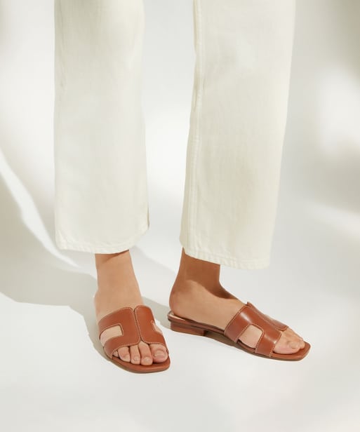 Dune London wide fit loupe sandals in tan, 3 of 4