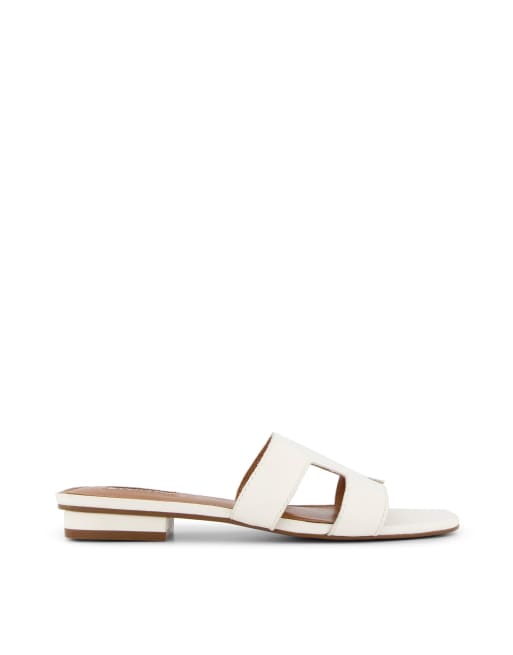 Dune London wide fit loupe sandals in white