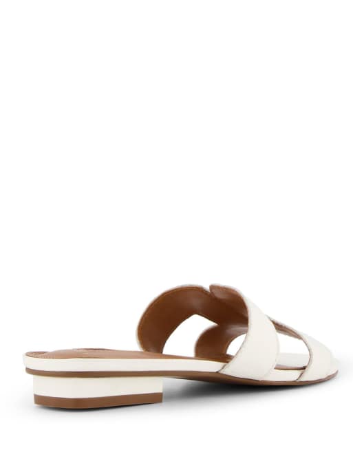 Dune London wide fit loupe sandals in white