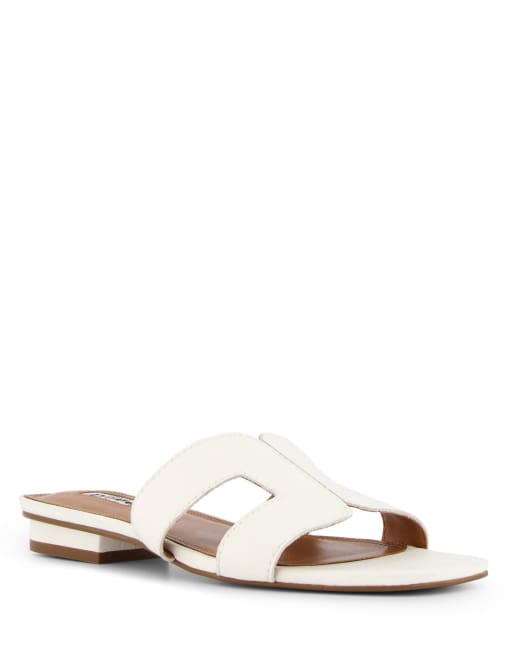 Dune London wide fit loupe sandals in white