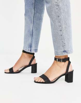 Dune Wide Fit Dune London Wide Fit Meye Block Heel Two Part Sandals In Black