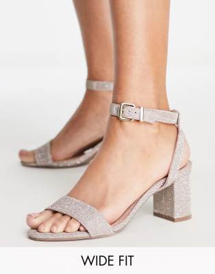 Wide fit rose gold glitter sales block heels