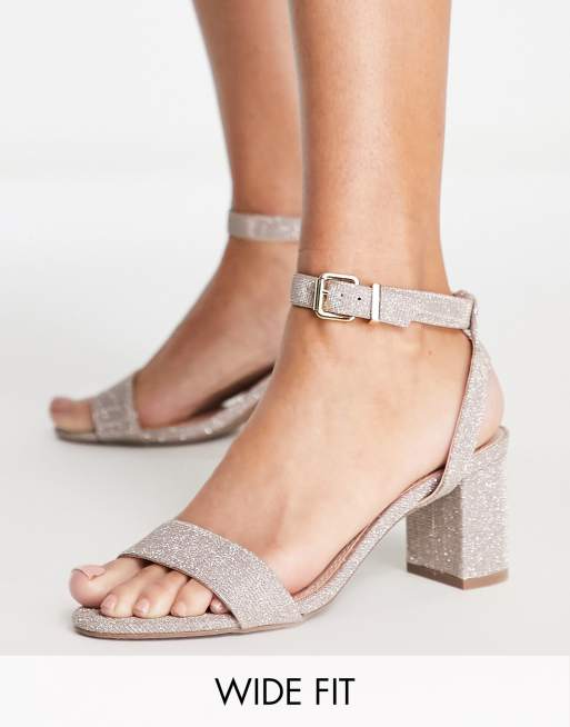 Uitgebreid vasthoudend etnisch Dune London Wide Fit - Meye - Tweedelige sandalen met blokhak en brede  pasvorm in roze | ASOS