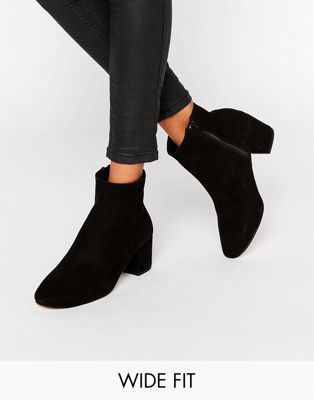 wide fit black suede ankle boots