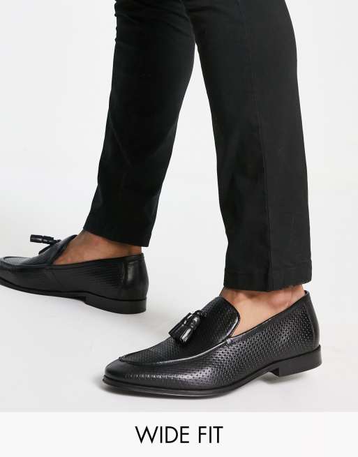 Dune London Wide Fit – Salva – Czarne loafersy skórzane