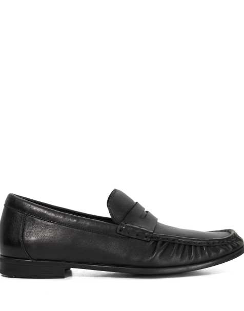 Dune London Wide fit sammi loafers in black - view 1