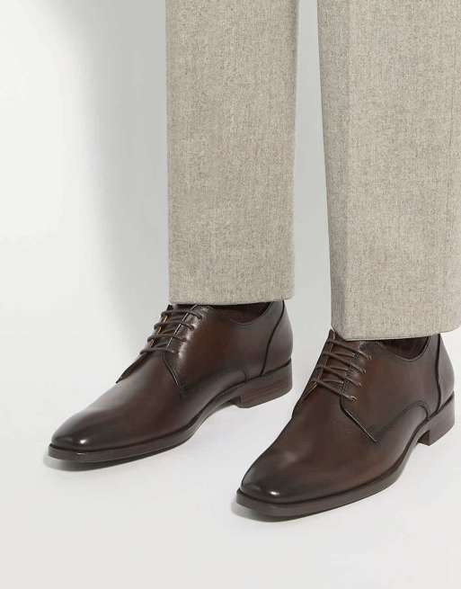Dune London Wide fit sole wf derby shoes in brown, 4 of 4