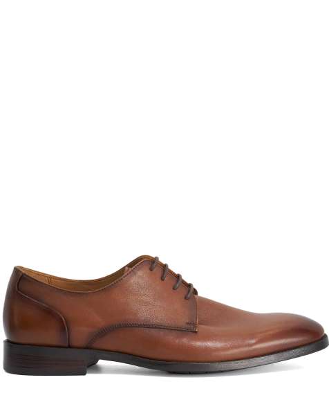 Dune London Wide fit sole wf derby shoes in tan - view 1