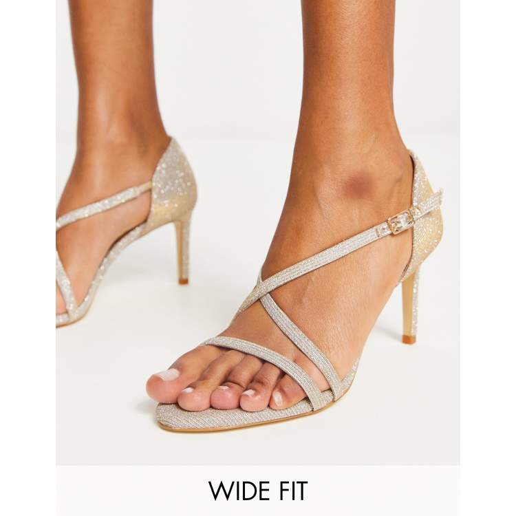 Rose gold open toe heels sale