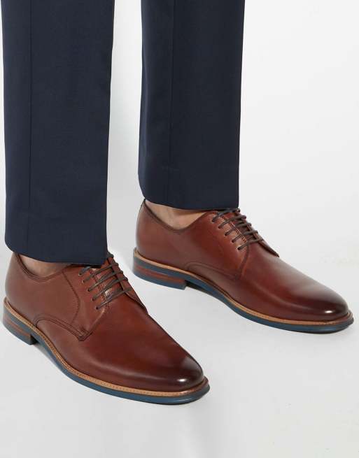 Dune London Wide fit stanleyy wf lace up shoes in tan, 3 of 4