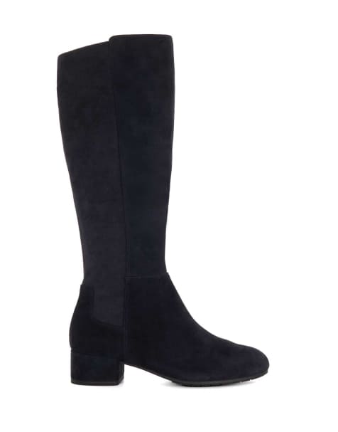 Dune London wide fit tayla suede boots in navy - view 1
