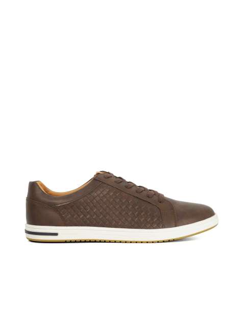 Dune London Wide fit tezzy weave wf trainers in brown - view 1