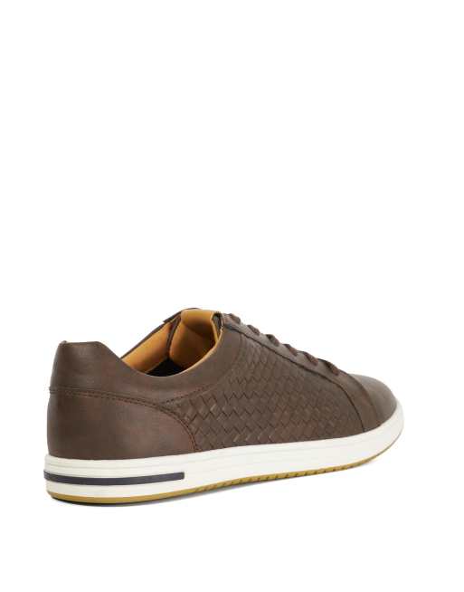 Dune London Wide fit tezzy weave wf trainers in brown, 2 of 4