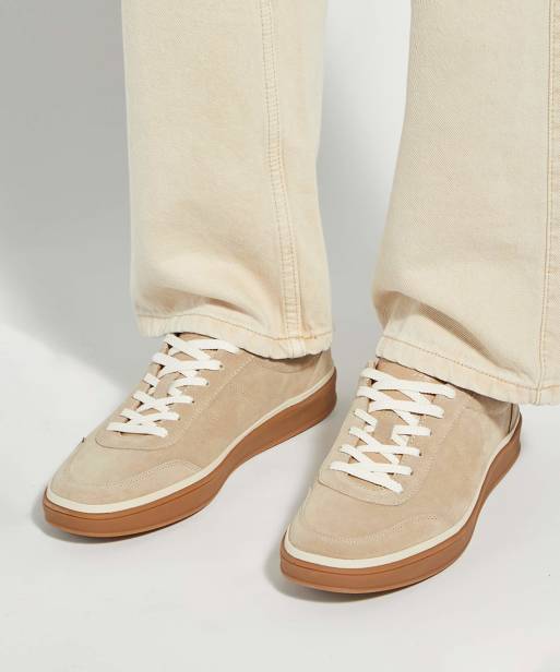 Dune London Wide fit tony trainers in beige, 3 of 4