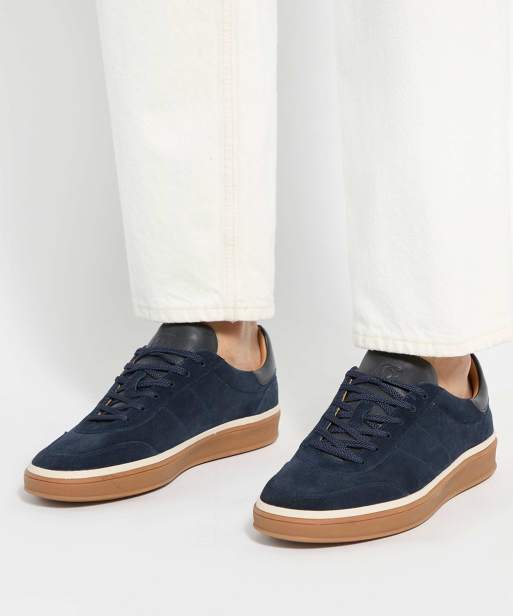 Dune London Wide fit tony trainers in navy, 2 of 4
