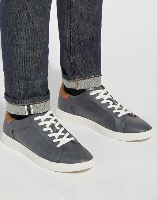 Dune London Wide fit traces trainers in navy, 3 of 4