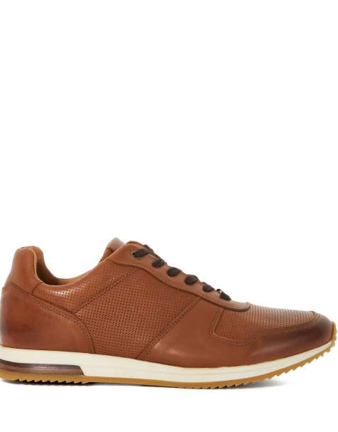 Dune London Wide fit trilogy wf trainers in tan - view 1