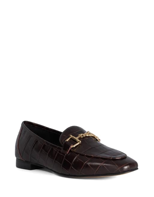 Dune London Wide fit wf grained loafers in brown, 3 of 3