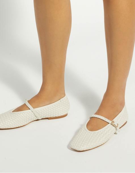 Dune London Wide fit wf headliner ballet pumps in ecru - view 1